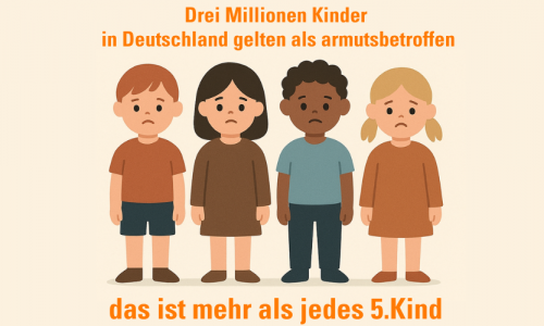 Zeichnungen von 4 kleinen Kinder, die nebeneinander stehen